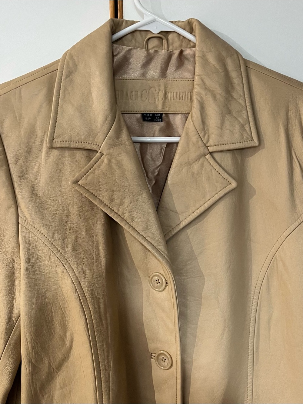 Tan Leather Button-Front Jacket - Picture 3 of 8